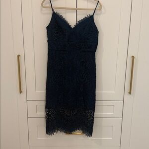 EVERNEW - Size 8 US - Lace Overlay Teal Dress